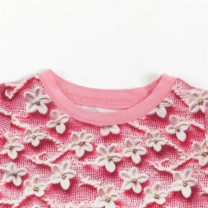 Imitation 3D Flower Print Bamboo Kid Two-Piece Pajama Set