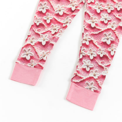 Imitation 3D Flower Print Bamboo Kid Two-Piece Pajama Set