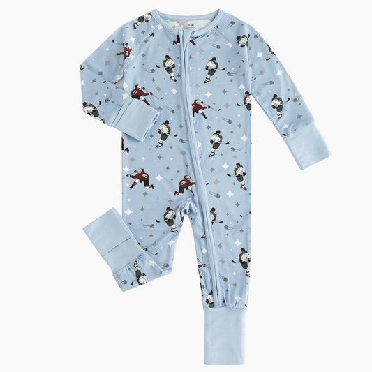 Ice Hockey Player Bamboo 2 Way Zipper Romper