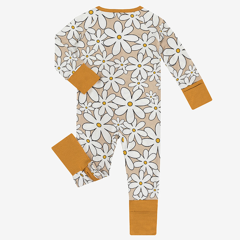 White Flower Bamboo Baby Zippy Pajama