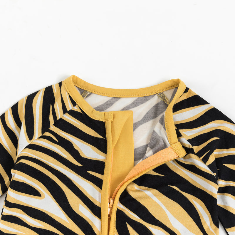 Cute Tiger Pattern Baby Bamboo Zippered Romper