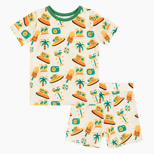 Ice cream drink print Bamboo Summer Pajama Shorts Set