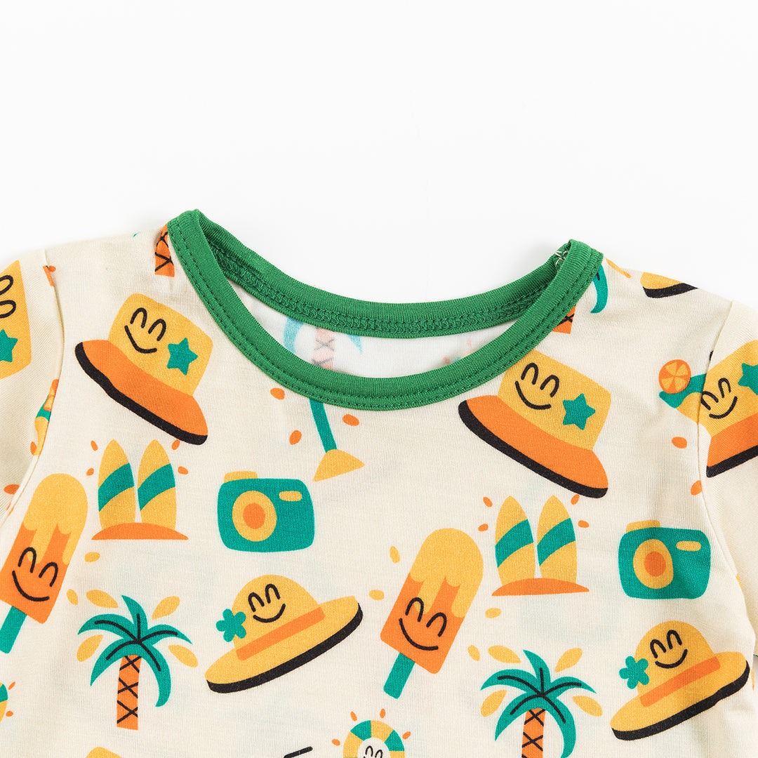 Ice cream drink print Bamboo Summer Pajama Shorts Set