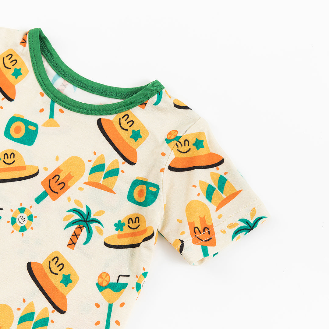 Ice cream drink print Bamboo Summer Pajama Shorts Set