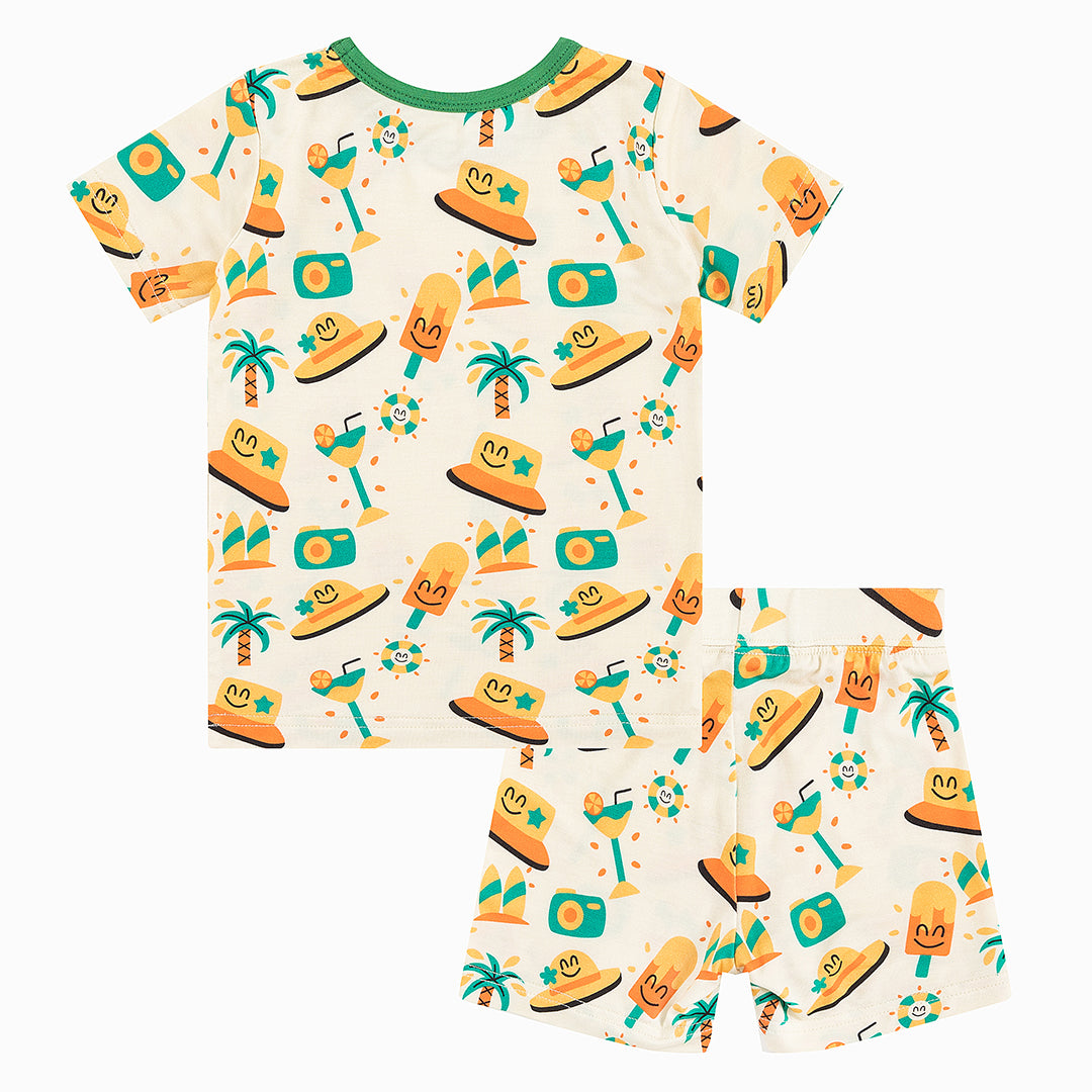 Ice cream drink print Bamboo Summer Pajama Shorts Set