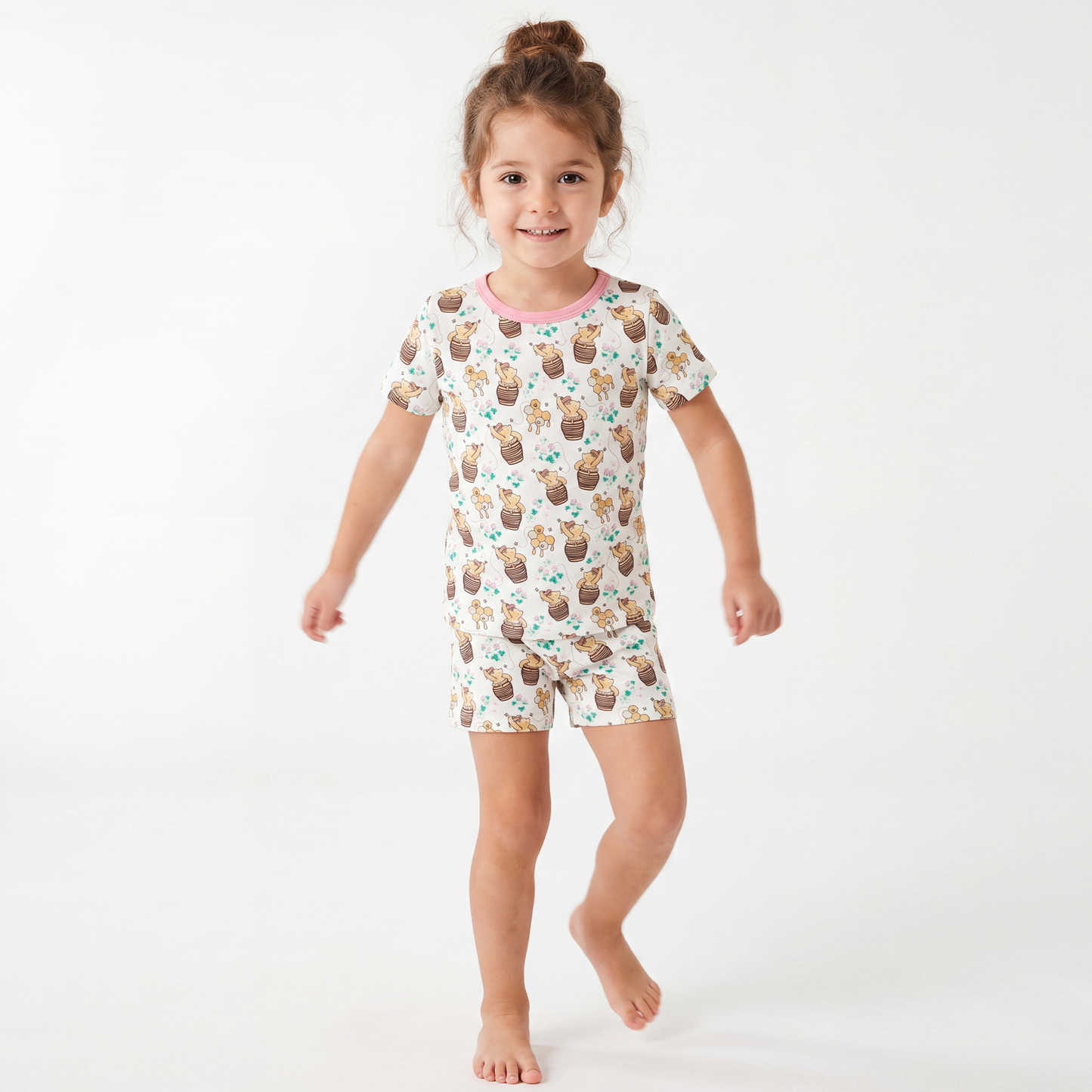 Ensemble de pyjama court pour enfants avec motif de porcelet et ours de dessin animé Miozing