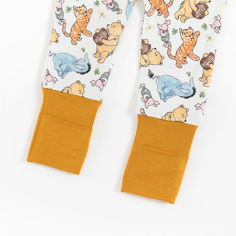 Cartoon Bear Piglet Pattern Bamboo Zipper Pajama