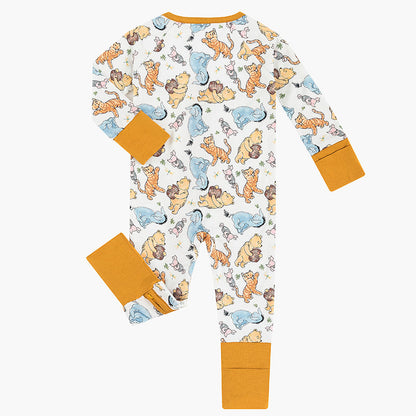 Cartoon Bear Piglet Pattern Bamboo Zipper Pajama