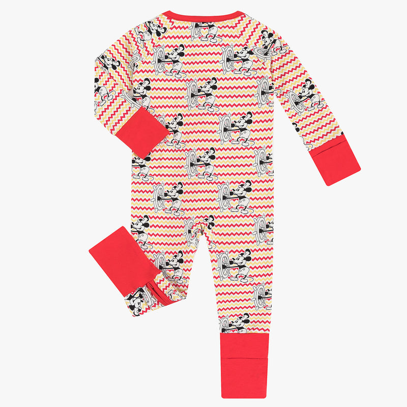 Cartoon Mouse Stripes Pattern Bamboo Zipper Pajamas
