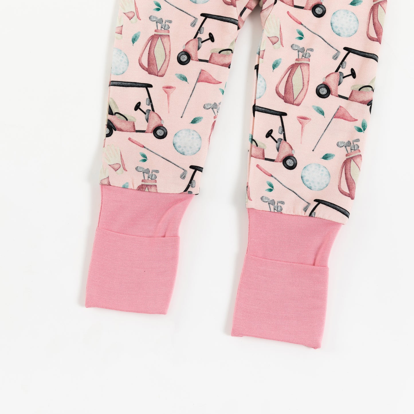 Pink Golf Playtime Bamboo Zipper Romper Pajamas