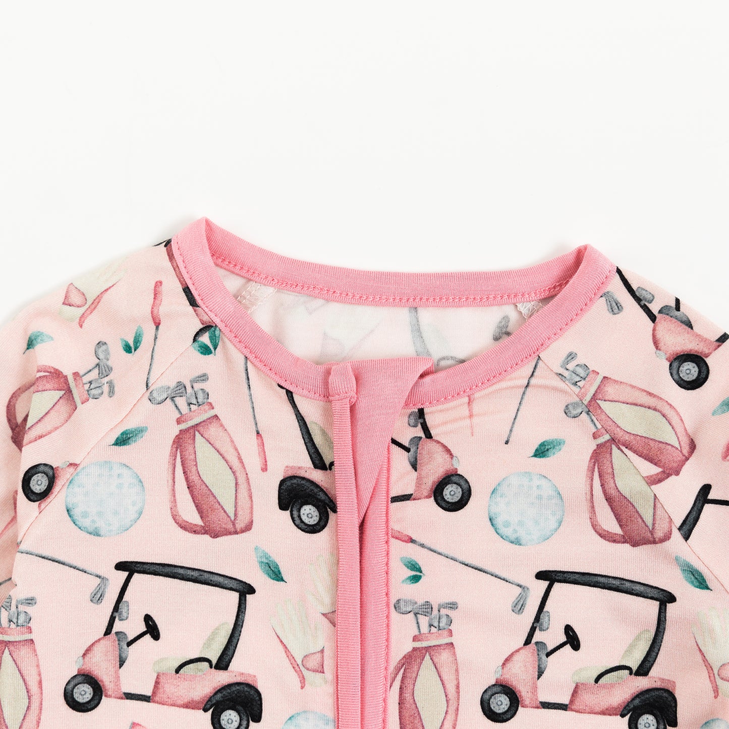 Pink Golf Playtime Bamboo Zipper Romper Pajamas
