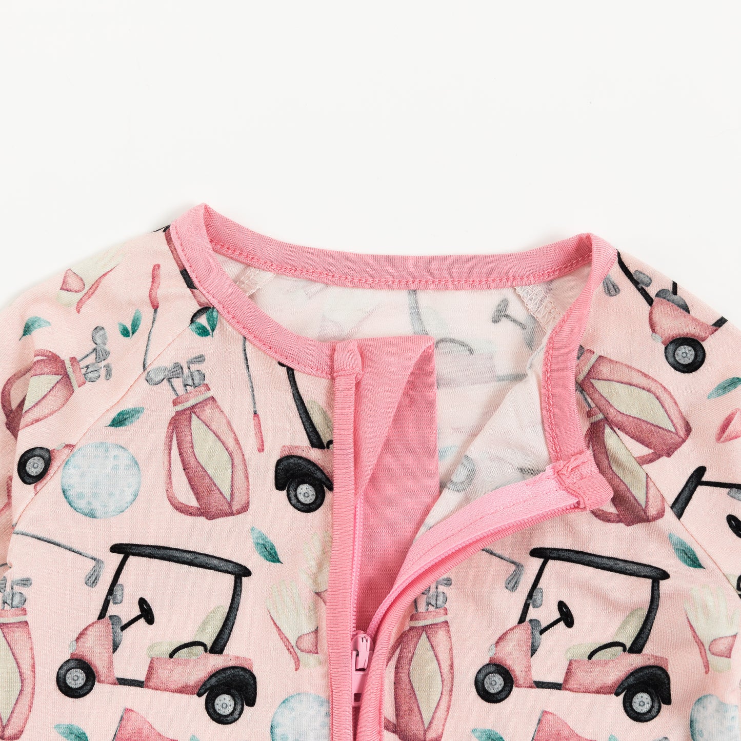 Pink Golf Playtime Bamboo Zipper Romper Pajamas