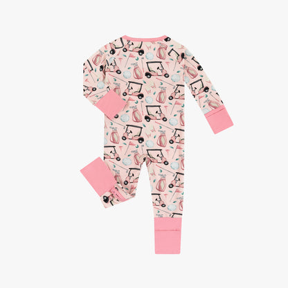 Pink Golf Playtime Bamboo Zipper Romper Pajamas
