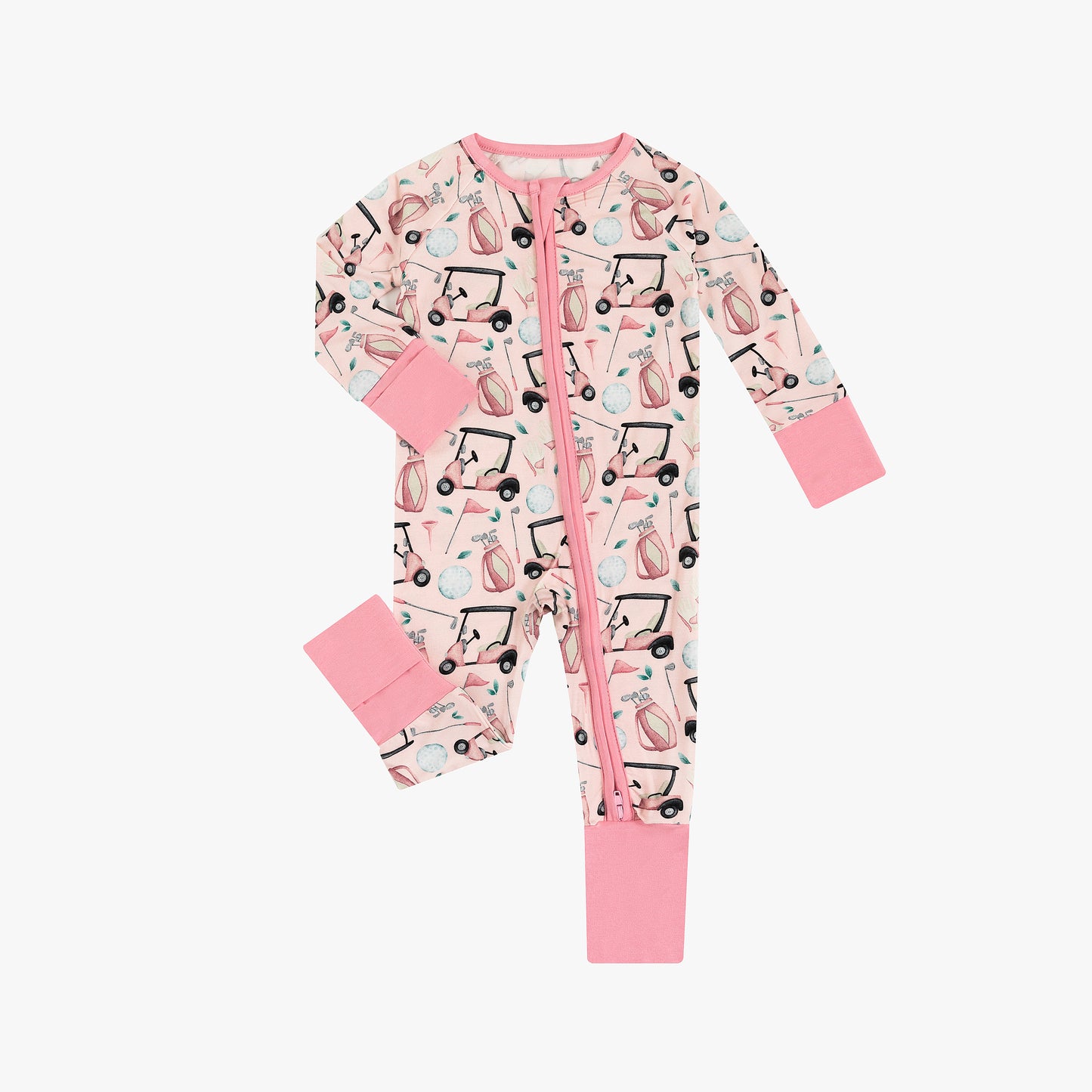 Pink Golf Playtime Bamboo Zipper Romper Pajamas
