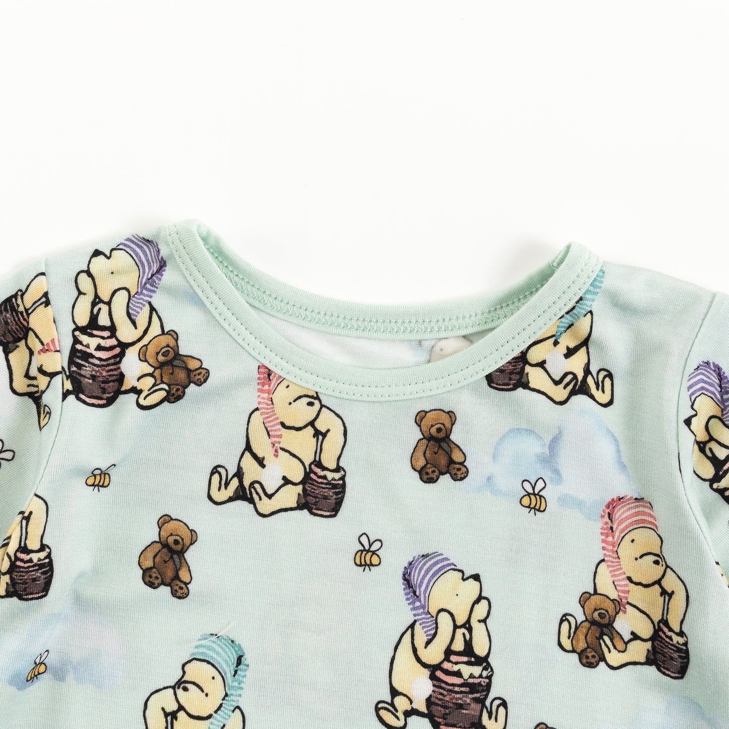 Bamboo fiber fabric cartoon hat bear short-sleeved set