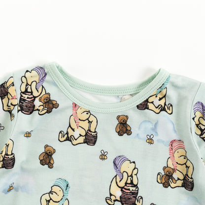 Bamboo fiber fabric cartoon hat bear short-sleeved set