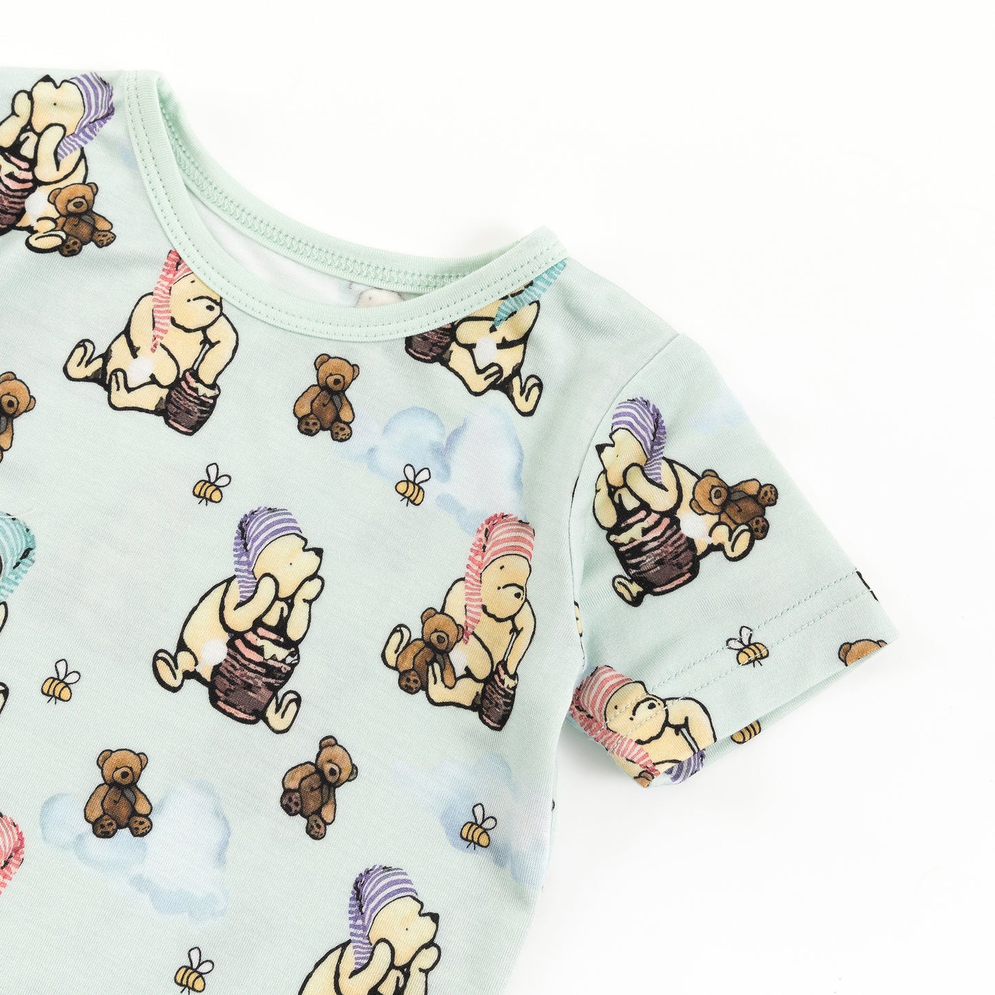 Bamboo fiber fabric cartoon hat bear short-sleeved set