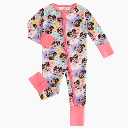 Fashion Girl in Pink Bamboo Zippy Pajamas