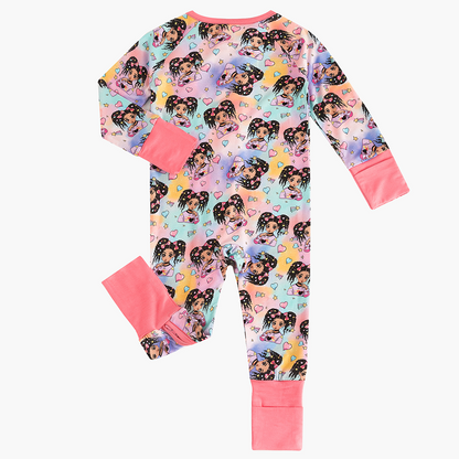 Fashion Girl in Pink Bamboo Zippy Pajamas