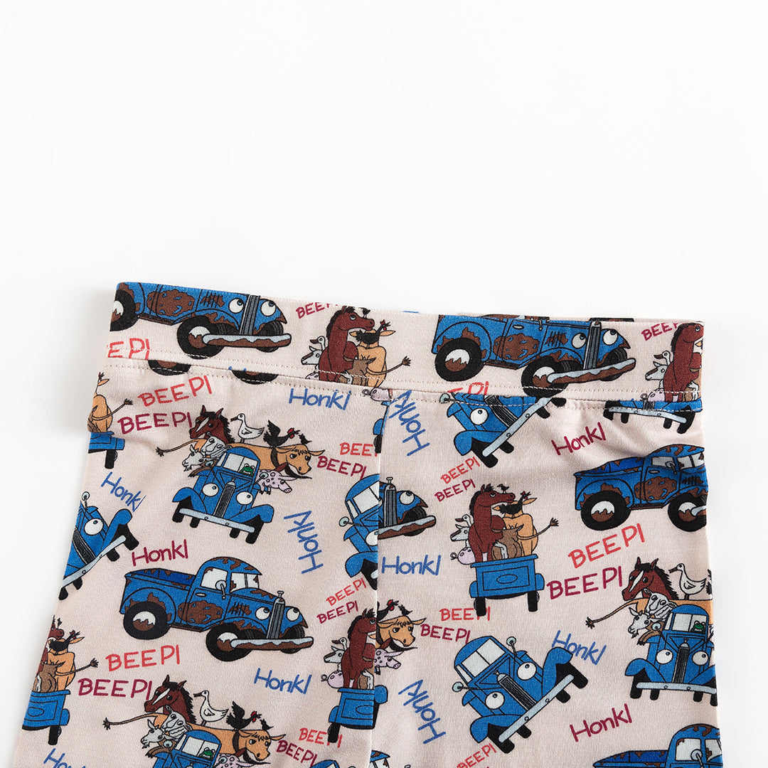 Animal Cargo Truck Two-Piece Bamboo Long Sleeve Kids Pajama Pants Set