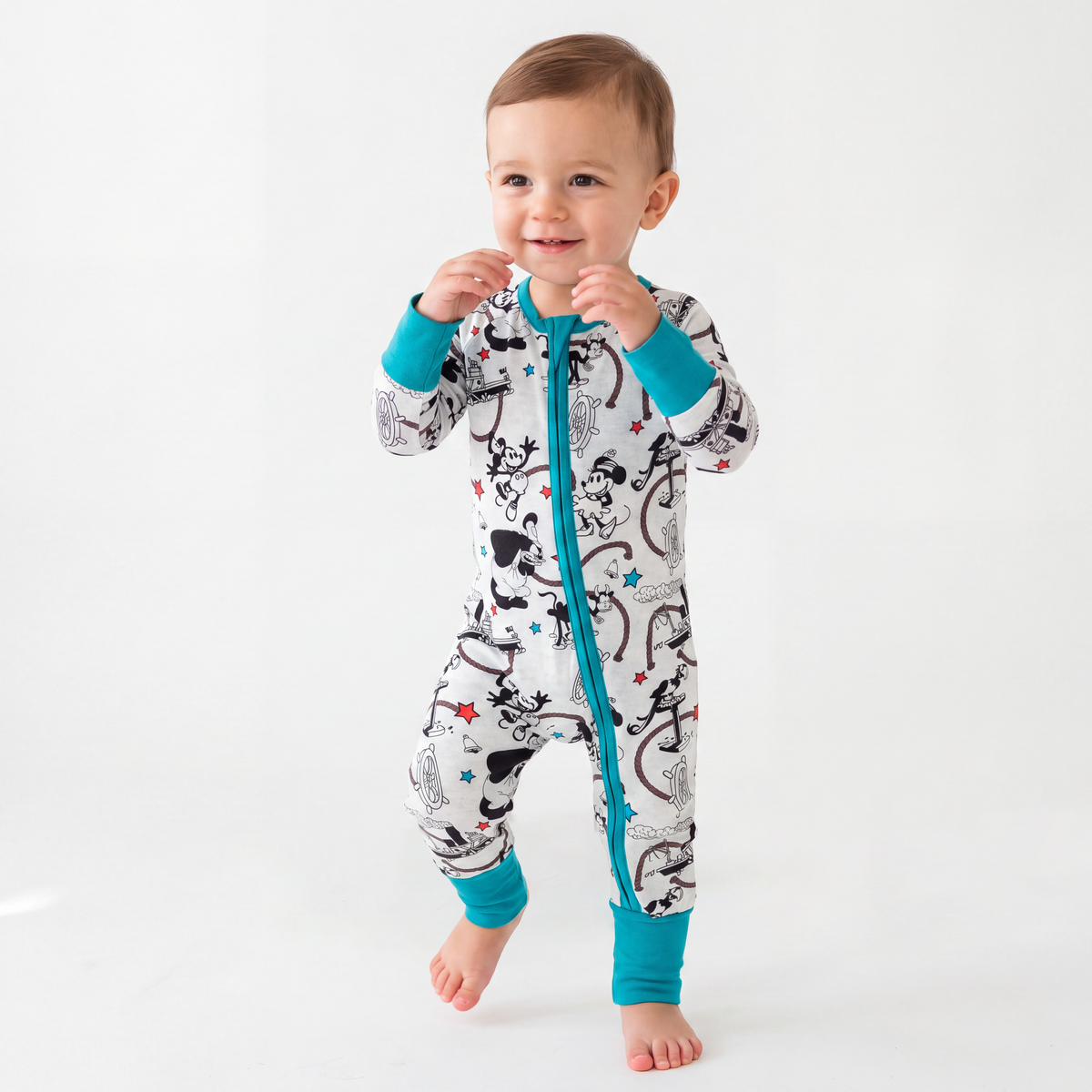 Cartoon Mouse and Music Print Bamboo Zippered Sleeper