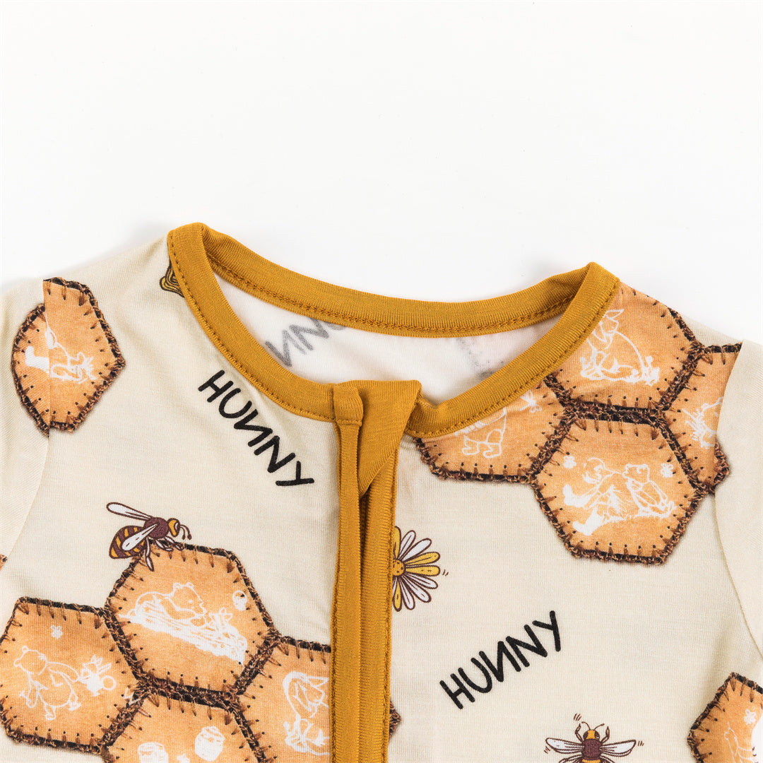 Miozing Honey Sweet Bee Bamboo Baby Shortie Romper