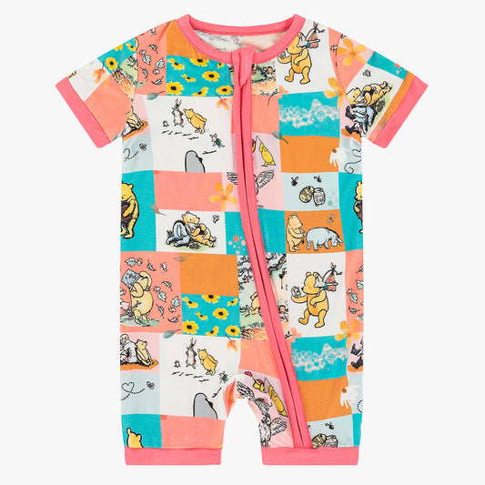 Miozing Bear And Friend Fun Time Bamboo Short Sleeve Zippy Romper