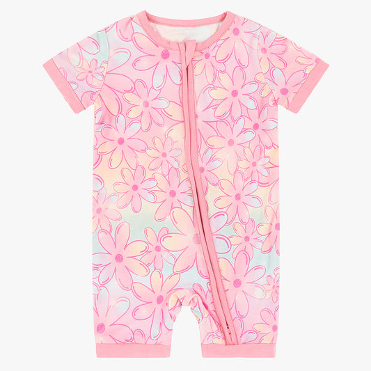 Gradient Flower Bamboo Baby Short Zippy Pajama