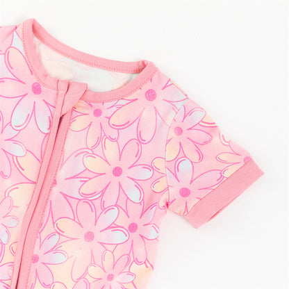 Gradient Flower Bamboo Baby Short Zippy Pajama