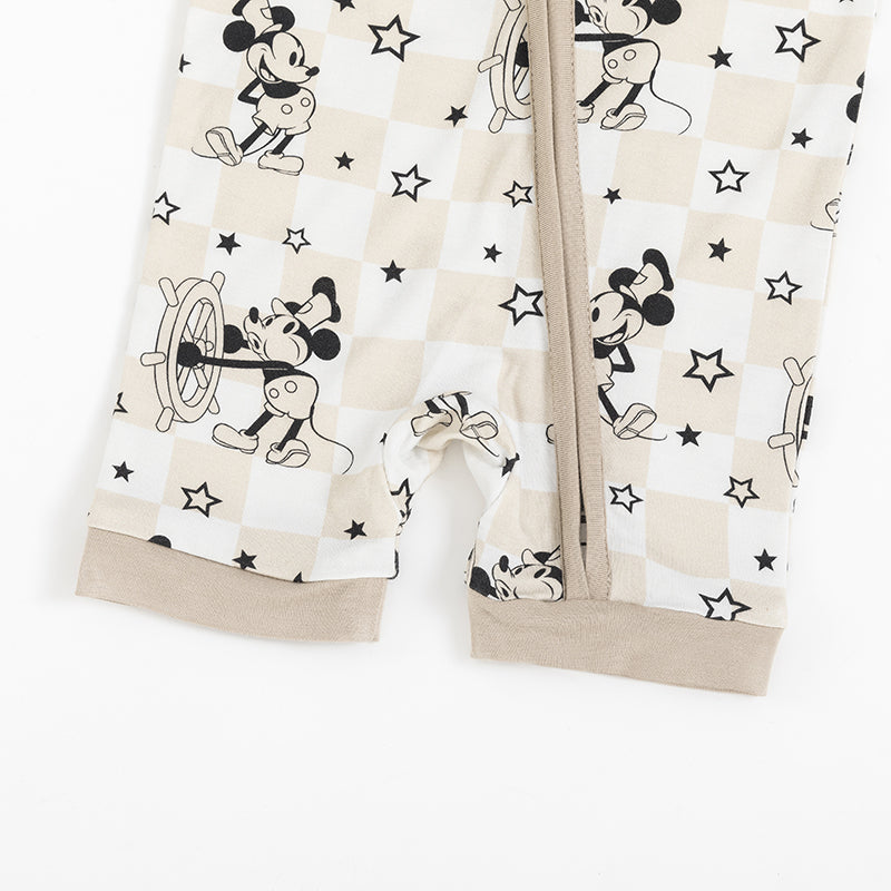 Coxswain Mouse Chessboard Pattern Bamboo Baby Shortie Romper