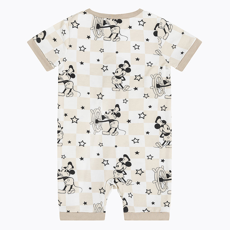 Coxswain Mouse Chessboard Pattern Bamboo Baby Shortie Romper