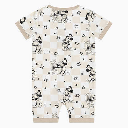Coxswain Mouse Chessboard Pattern Bamboo Baby Shortie Romper