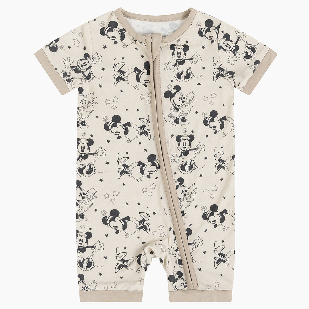 Cartoon Mouse Star Print Bamboo Short Romper