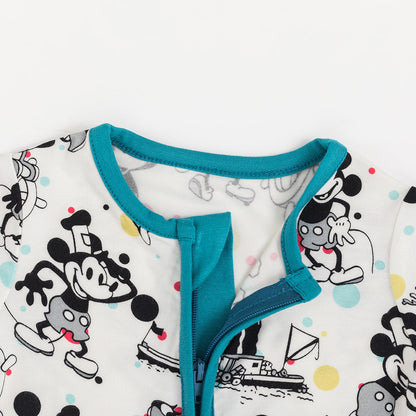 Cartoon Mouse and Music Print Bamboo Shorty Romper