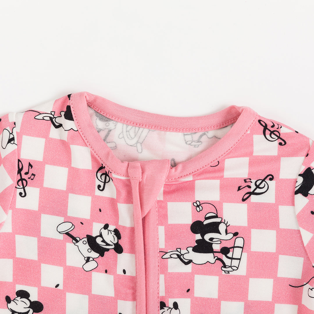 Pink Plaid Mouse Bamboo Short Romper