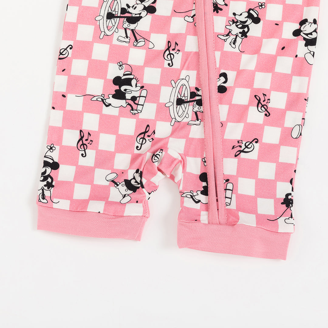 Pink Plaid Mouse Bamboo Short Romper