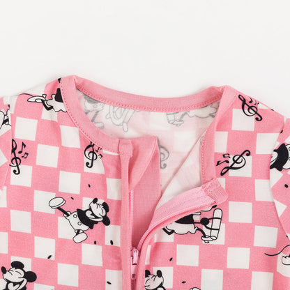 Pink Plaid Mouse Bamboo Short Romper