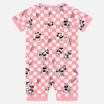 Pink Plaid Mouse Bamboo Short Romper