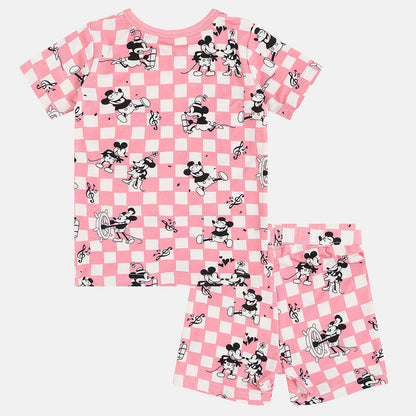 Pink Plaid Mouse Two-piece Bamboo Summer Short Sleeve Set