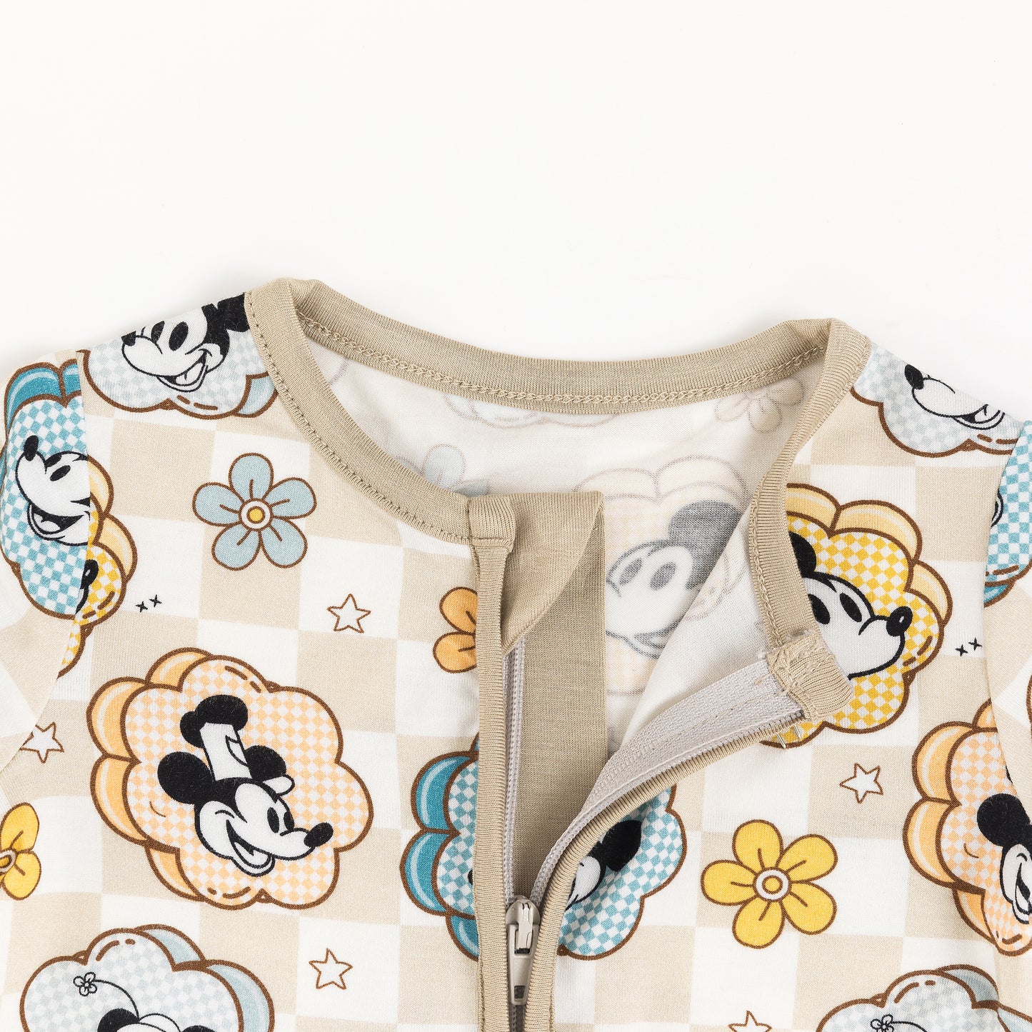 Pastel Floral Mouse Grid Print Bamboo Shorty Romper