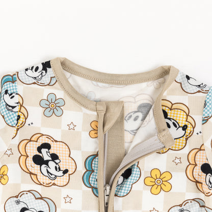 Pastel Floral Mouse Grid Print Bamboo Shorty Romper