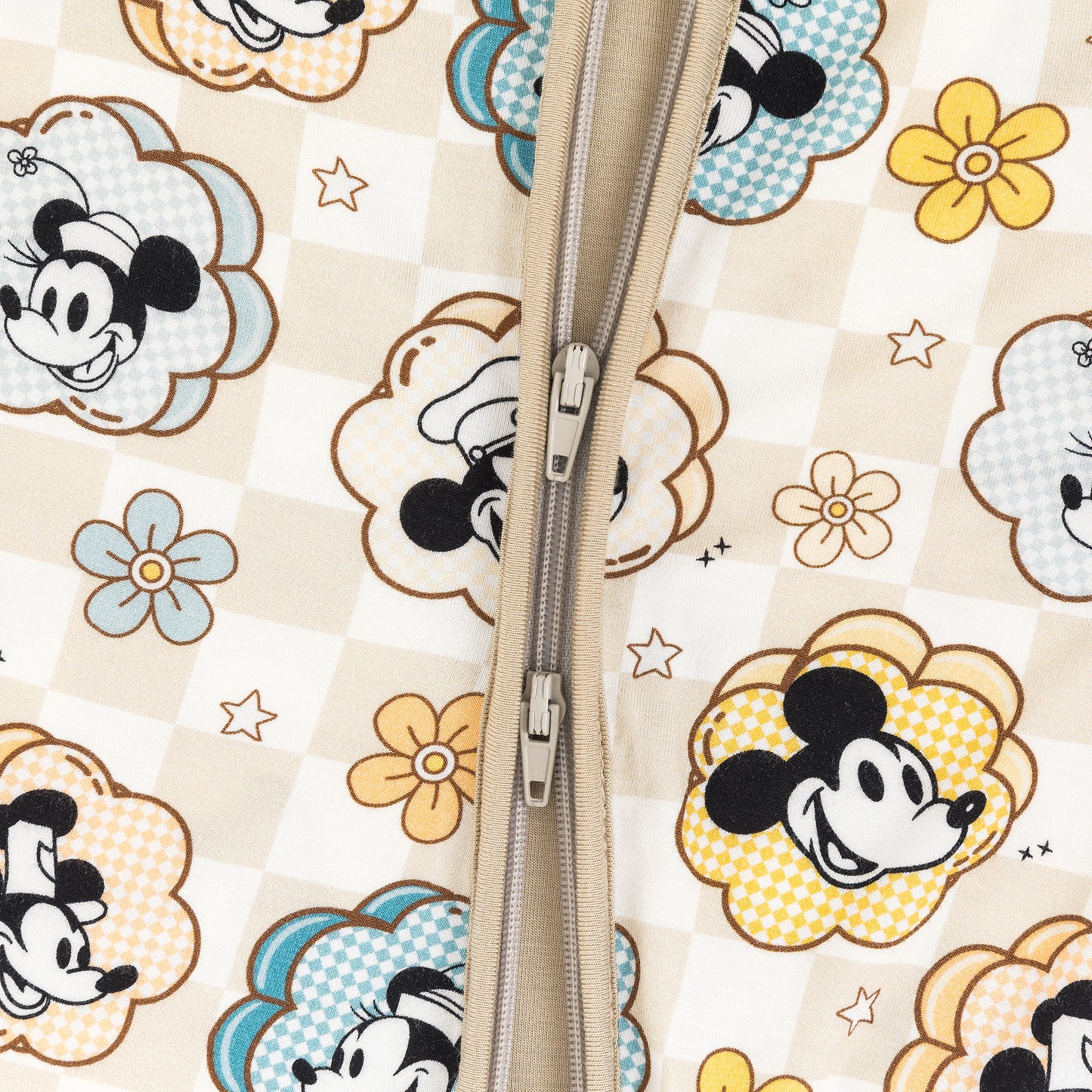 Pastel Floral Mouse Grid Print Bamboo Shorty Romper