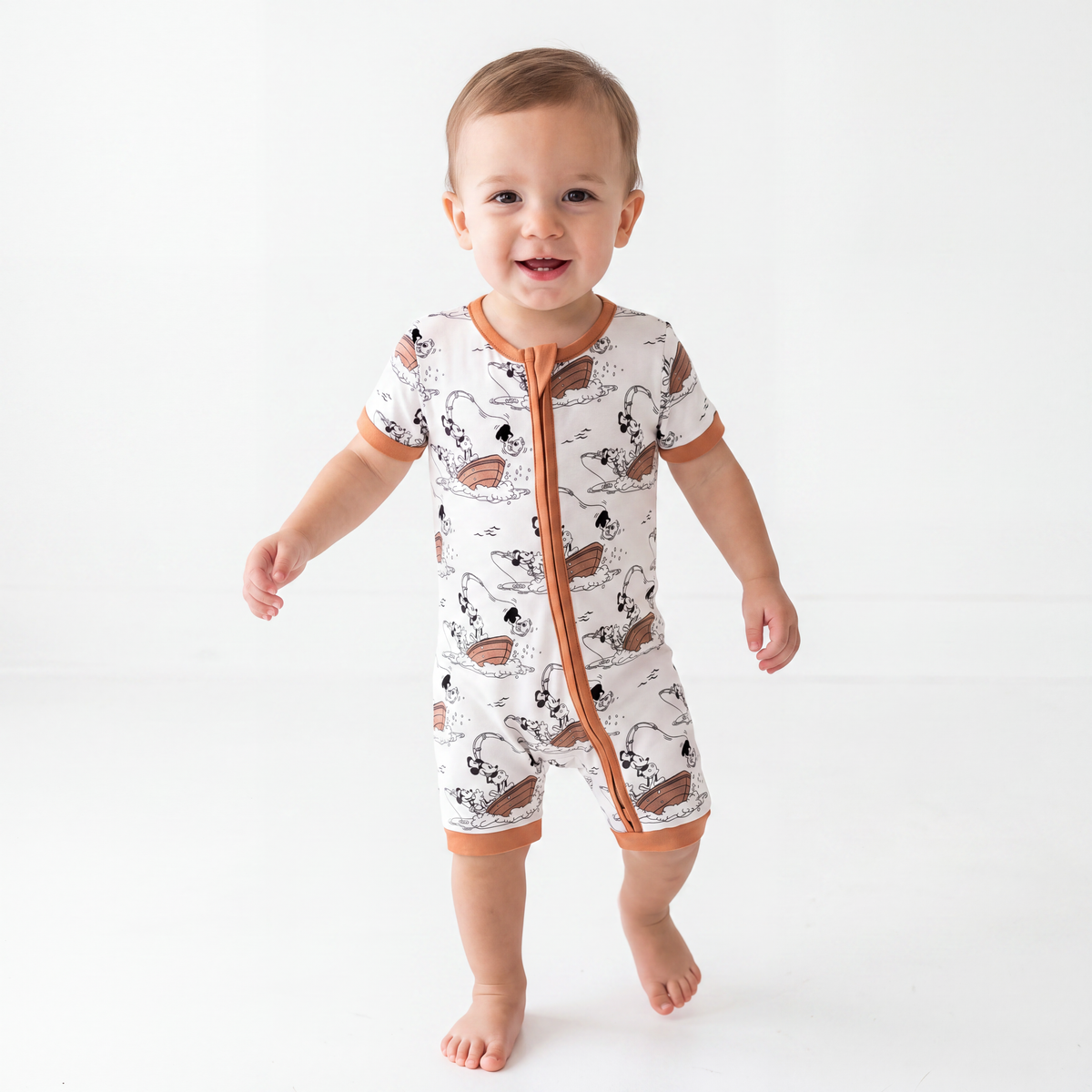 Cartoon Mouse Pattern Shorty Bamboo Viscose Zippy