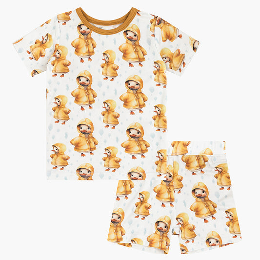 Yellow Duck Bamboo Shorts Kids Pajama Sets