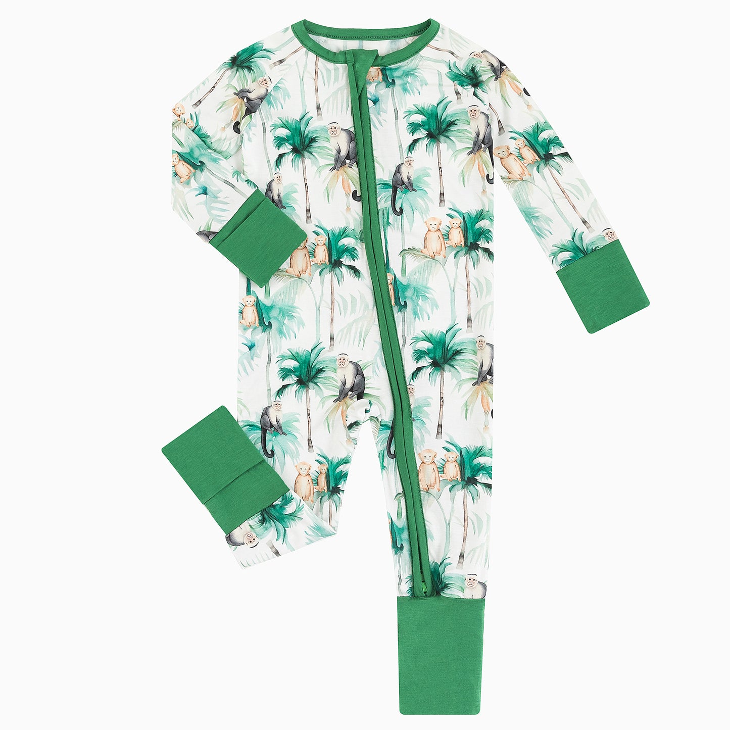 Long-Tailed Monkey Tree Bamboo Baby Zippy Pajama