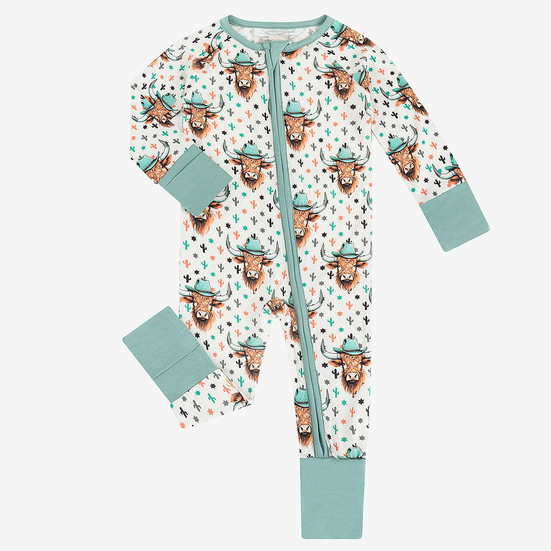 Bull Head Print Bamboo Convertible Baby Pajamas