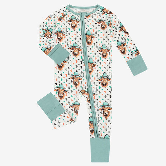 Bull Head Print Bamboo Convertible Baby Pajamas