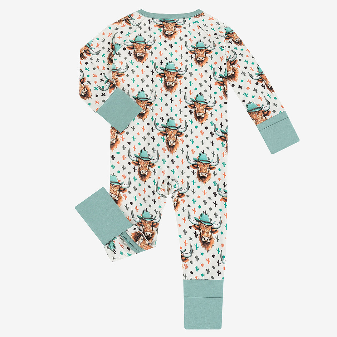 Bull Head Print Bamboo Convertible Baby Pajamas