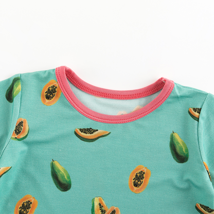 Papaya Green Pattern Short Sleeve Pajamas