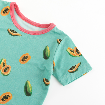 Papaya Green Pattern Short Sleeve Pajamas